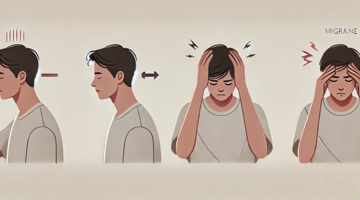 두통, 편두통을 보여주는 그림