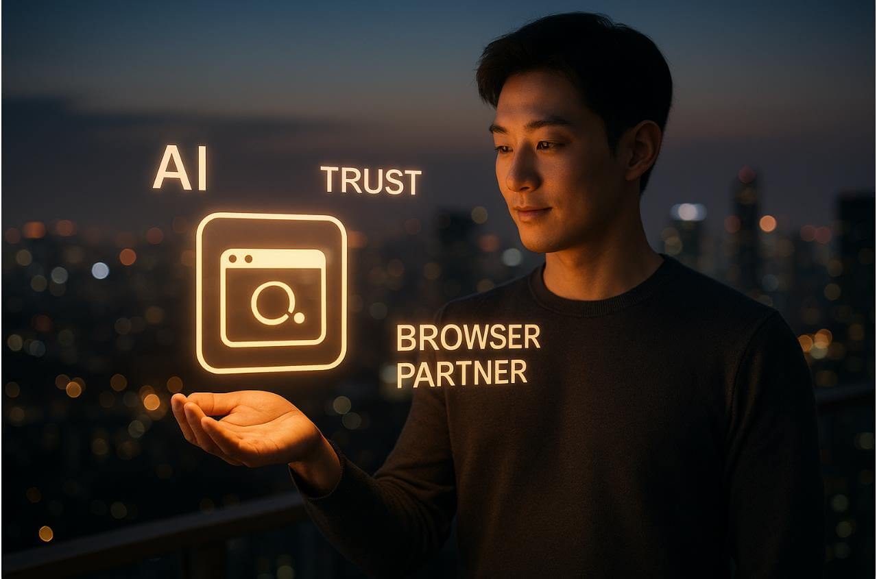 AI 브라우저와 인간의 협업을 상징하는 장면