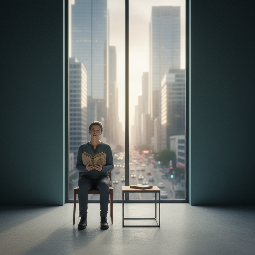 벤야멘타 하인학교 한 소녀가 의자에 앉아 책을 읽고 있다