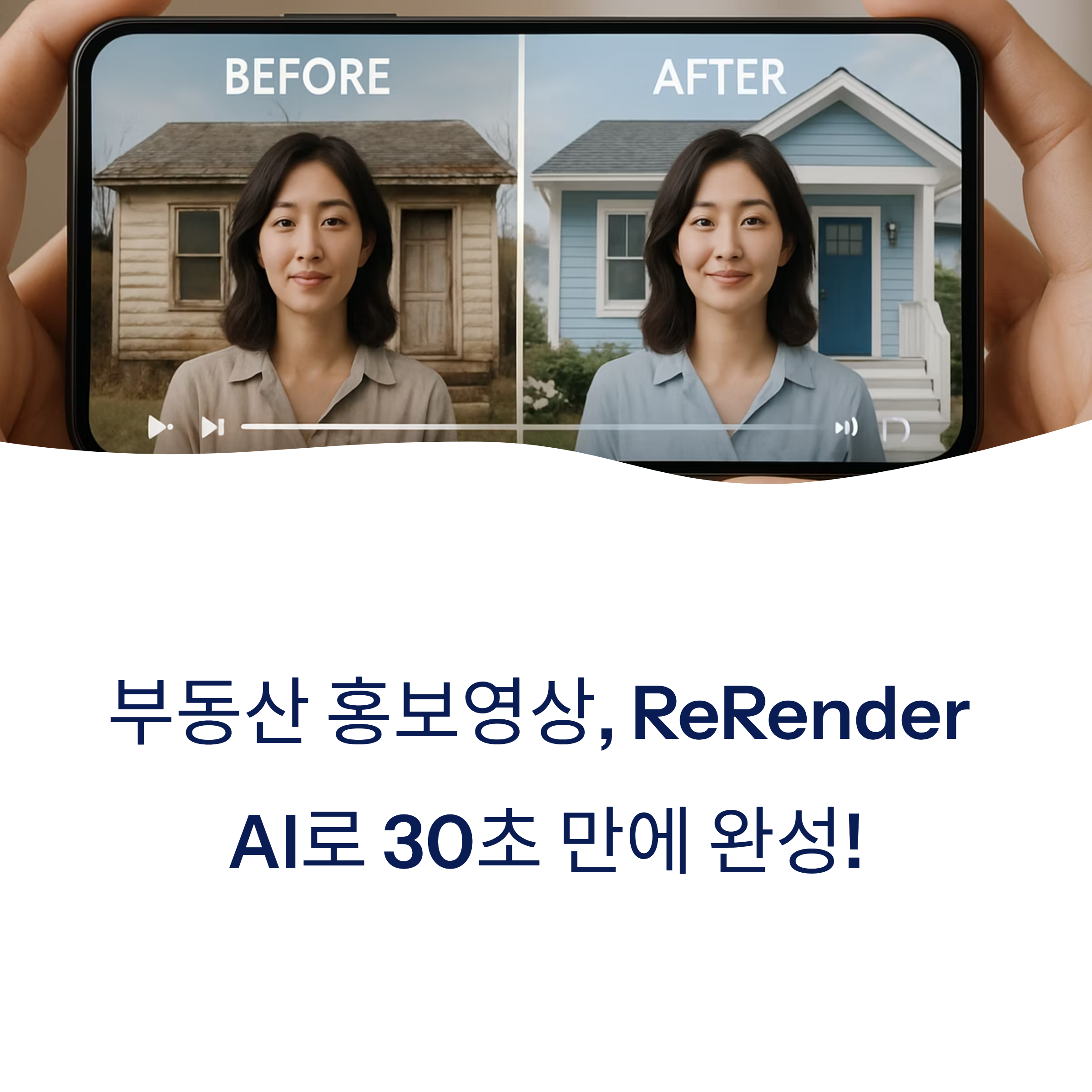ReRender AI로 부동산 홍보영상을 자동 제작해보세요. 스타일·음향까지 완벽 반영된 매물 소개로 클릭률과 문의 전환율을 동시에 높일 수 있습니다.