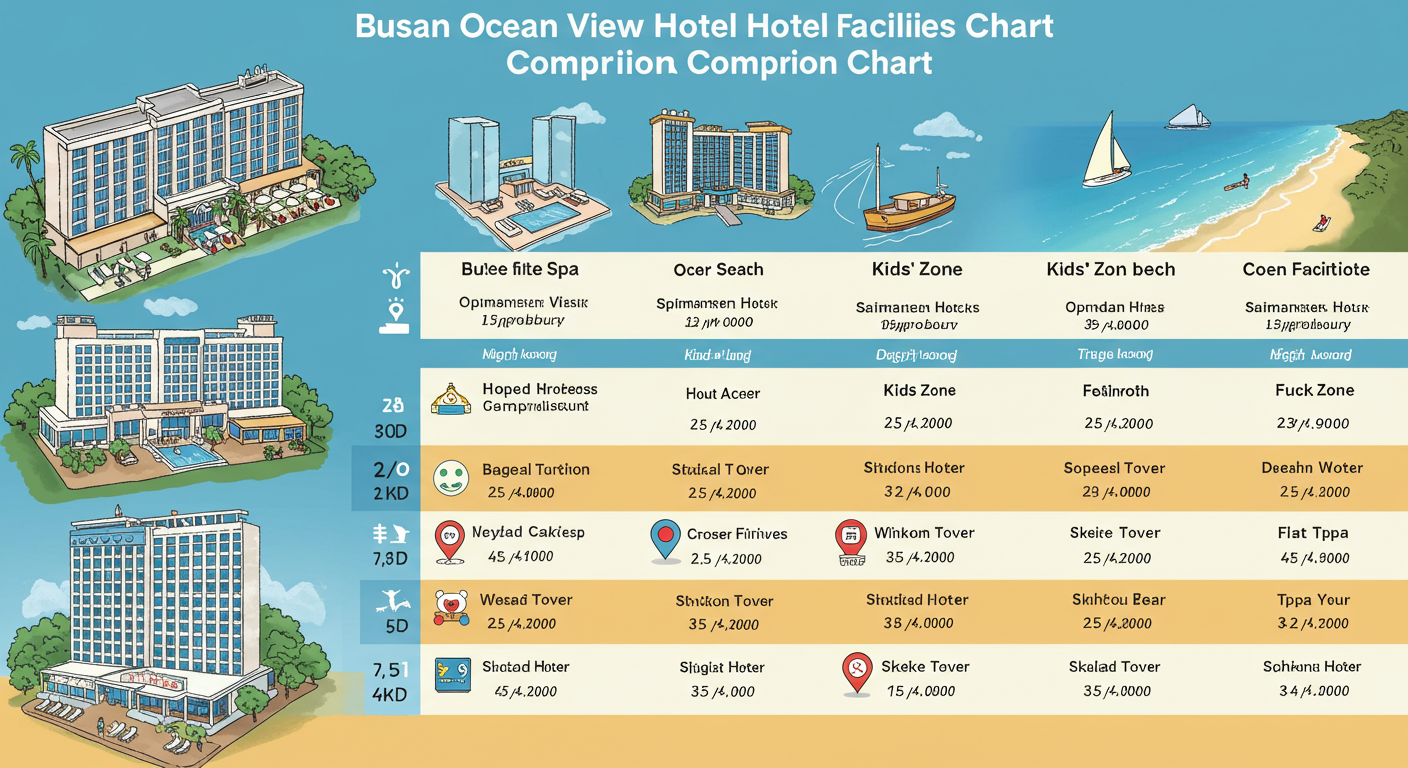 부산 오션뷰 호텔 부대시설 비교 차트