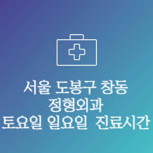 서울 도봉구 창동 정형외과 주말 토요일 일요일 문여는 병원 진료시간