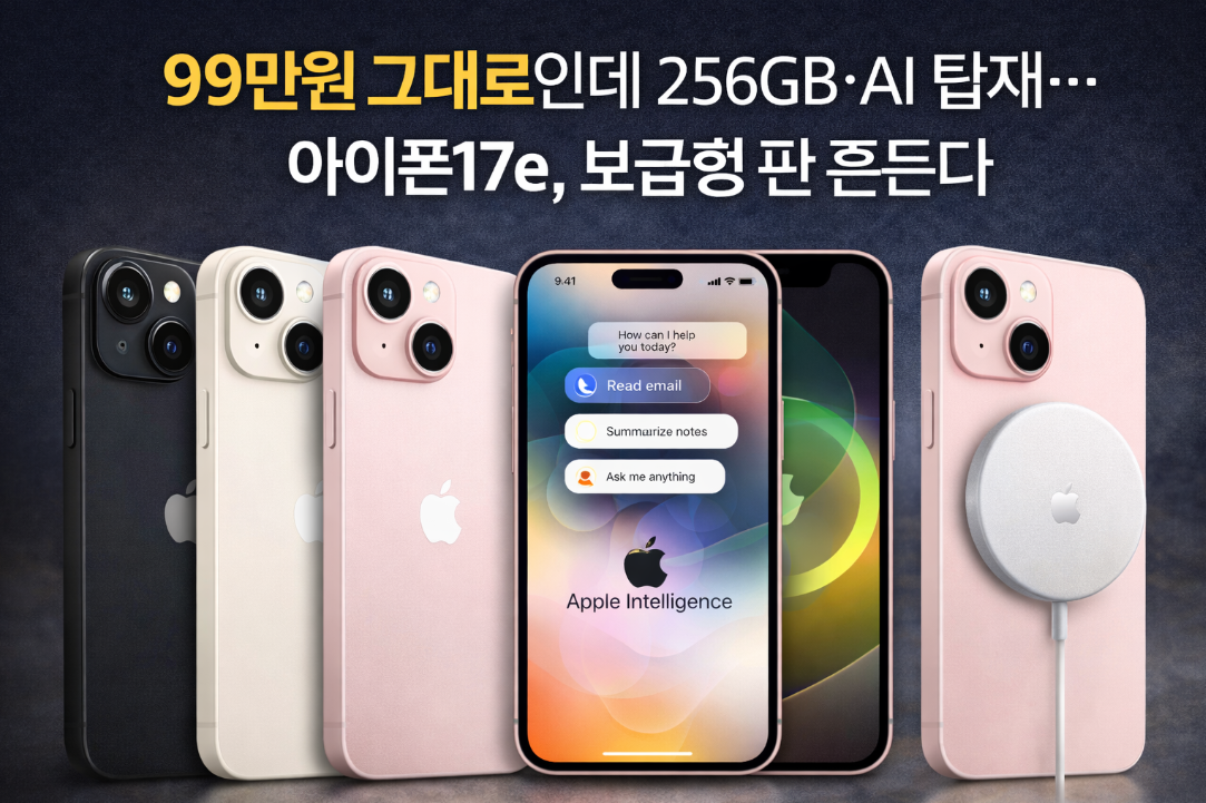 아이폰17e 99만원에 256GB&middot;AI 탑재, 보급형 시장 뒤집힌다