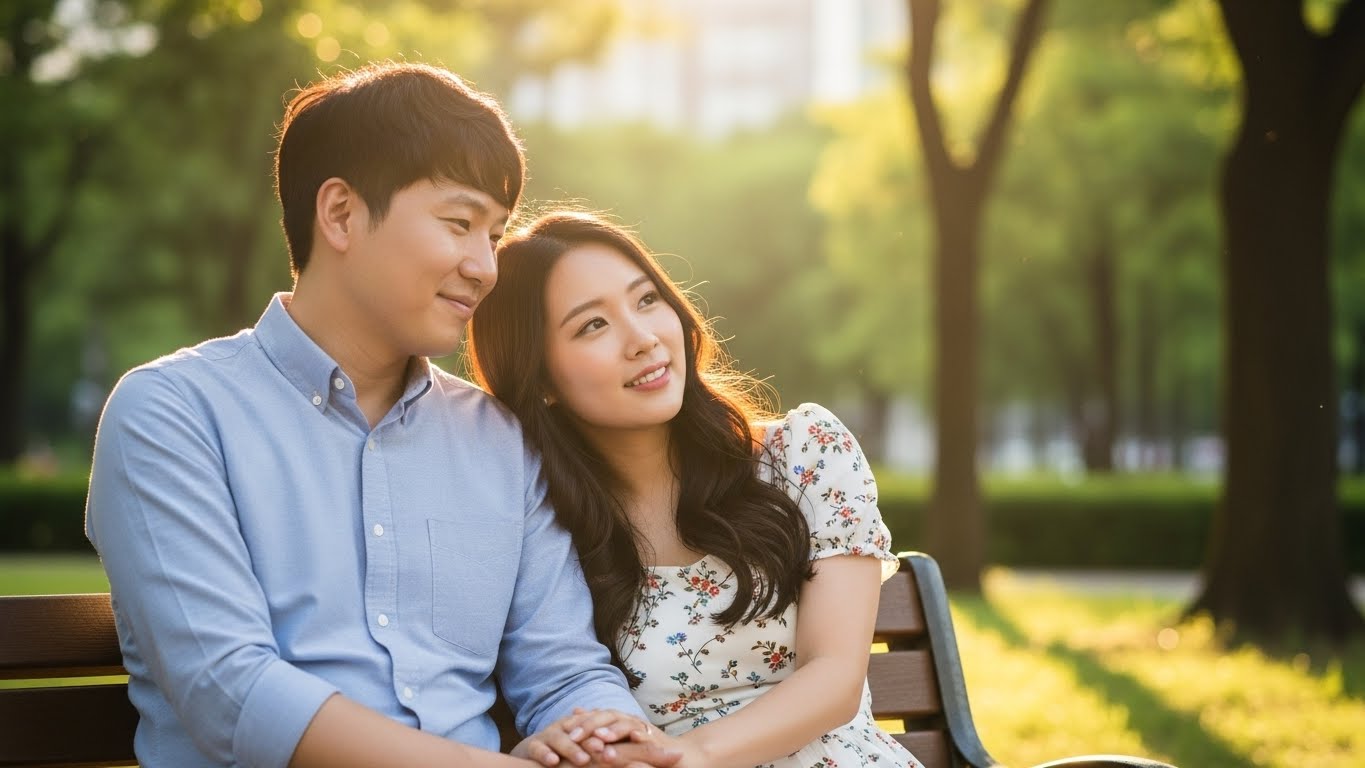 햇빛을 쐬는 남녀 이미지