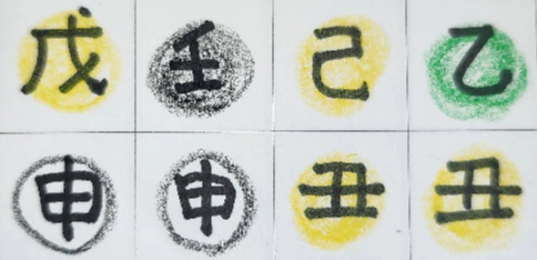 임신일주 사주 글자 그림