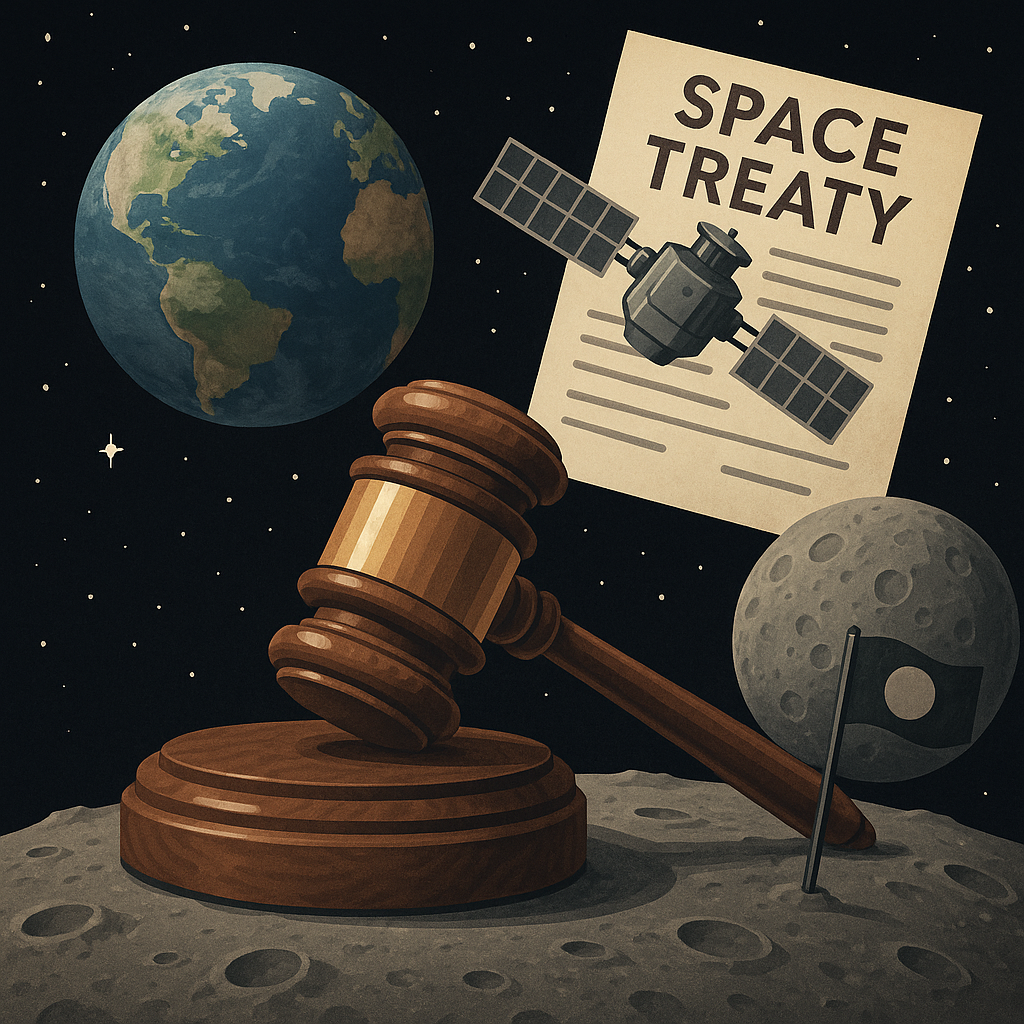 우주에서의 법률: 우주 조약과 소유권 논쟁.