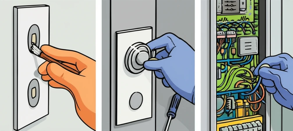 승강기 호출 버튼 고장 발견 시 주의..