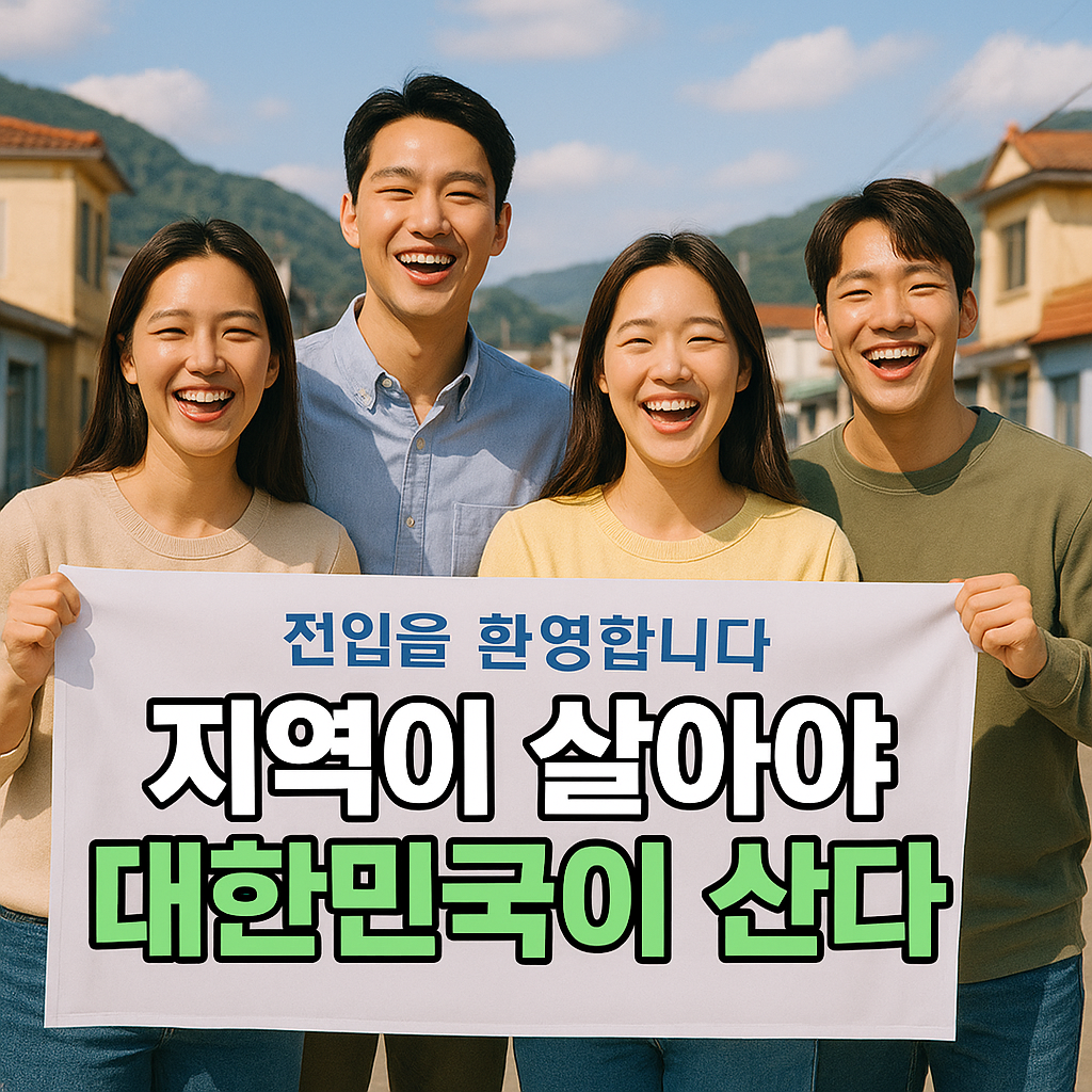 전입을 축하하며 웃는 청년들