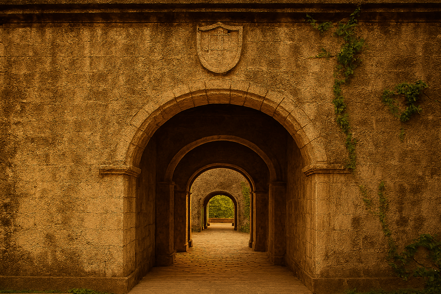 페인 식민 시대의 유적이 잘 보존된 마닐라 산티아고 요새의 아치형 입구. 필리핀여행에서 만나는 역사적인 건축물이다