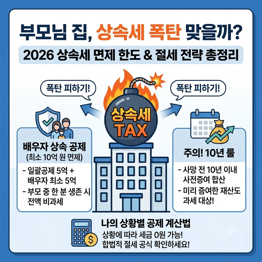 2026 상속세 면제 한도 배우자 공제 10억원 및 일괄공제 계산법 총정리