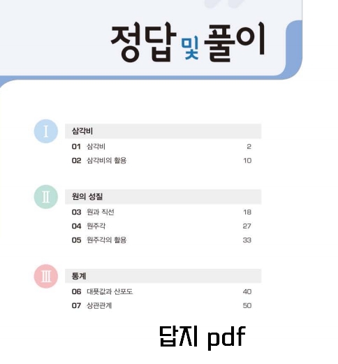 베이직쎈 3-2 중등수학 목차