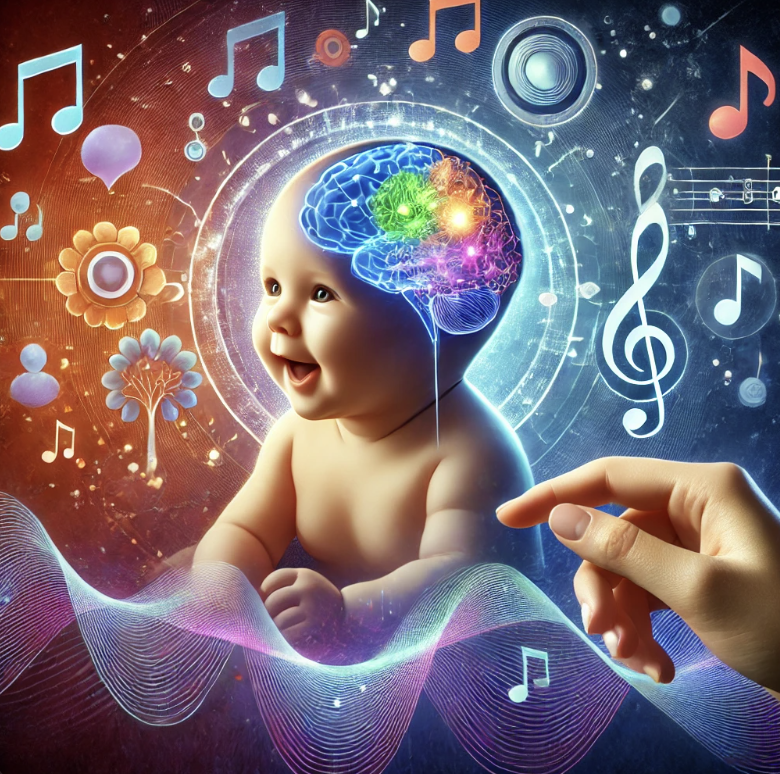 소리 자극과 언어 발달 관련 이미지