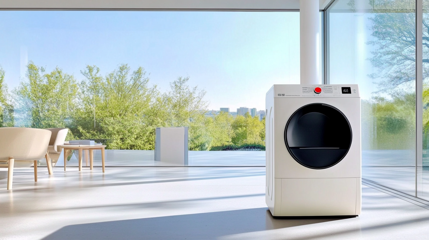첨단 기술의 AI 기반 기능이 적용된 세탁기로, 현대적인 환경에서 혁신성과 고급스러움을 강조하는 모습.