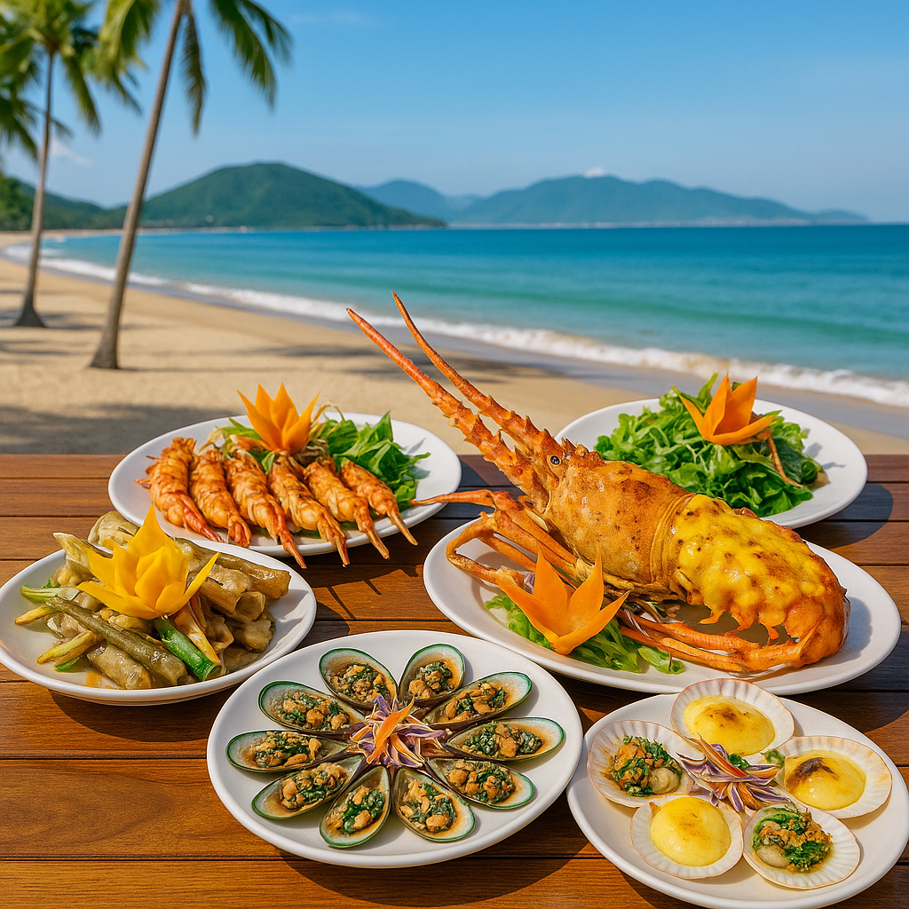 나트랑 해변에서 즐기는 신선한 해산물 요리 이미지