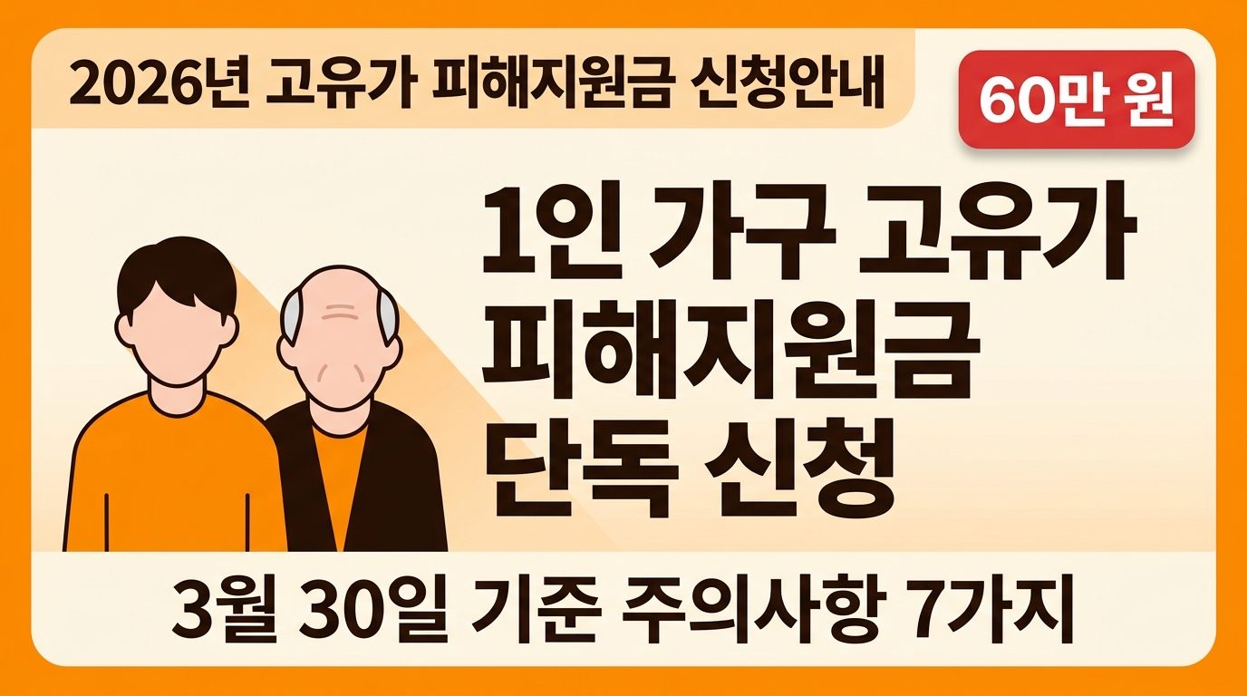 1인 가구 고유가 피해지원금 단독 신청 완전 정리 - 3월 30일 기준 주의사항 7가지