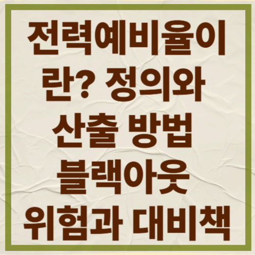 전력예비율이란? 정의와 산출 방법
블랙아웃 위험과 대비책