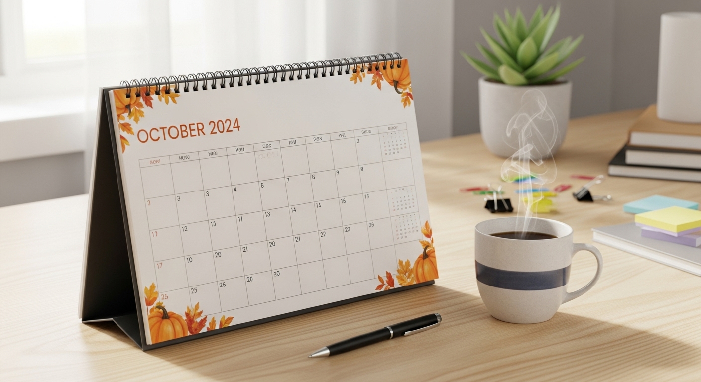 달력을 예쁘게 출력하여 데스크테리어로 활용하는 모습