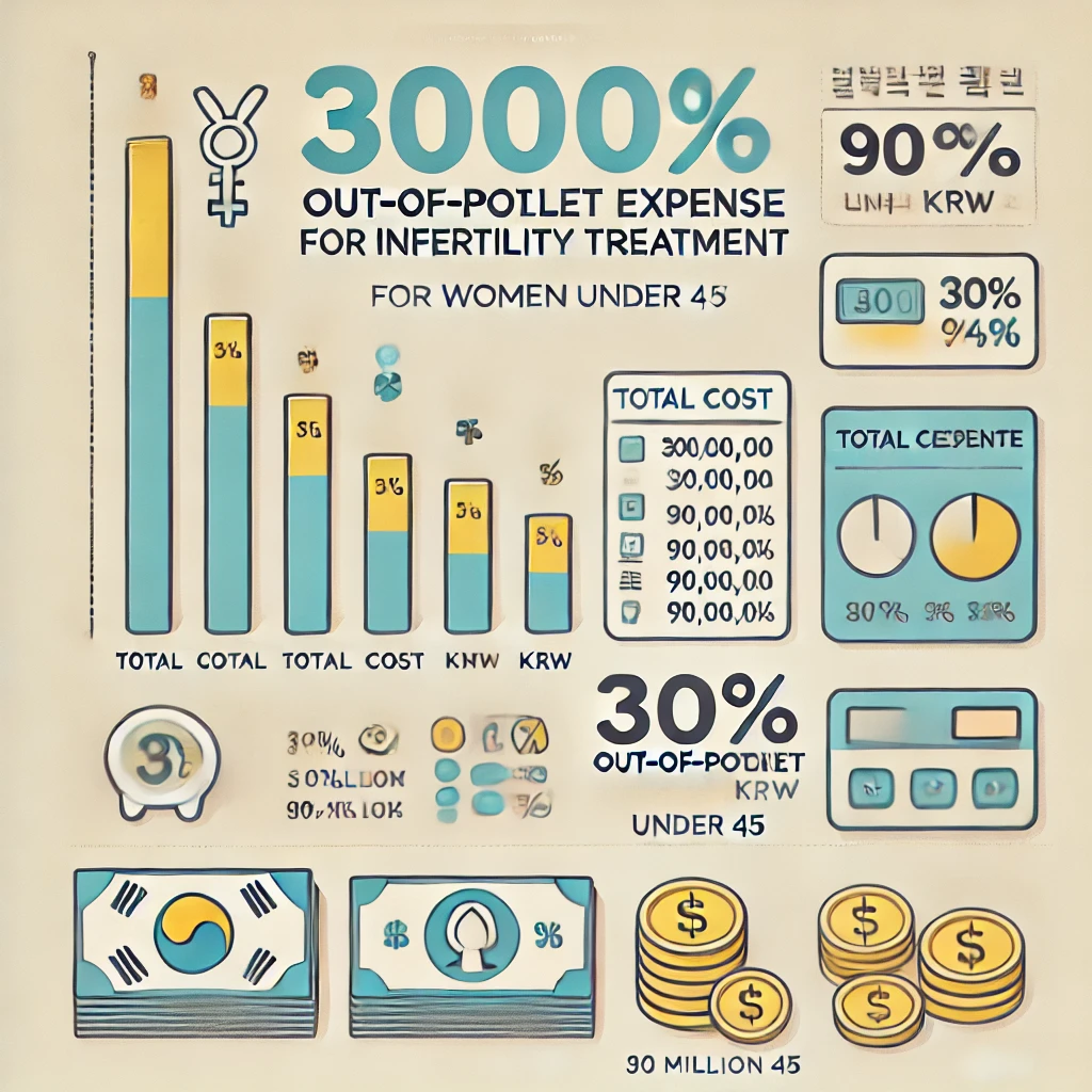 난임 진료 본인 부담금 예시 – 총 비용 300만 원 중 30% 부담 시 90만 원