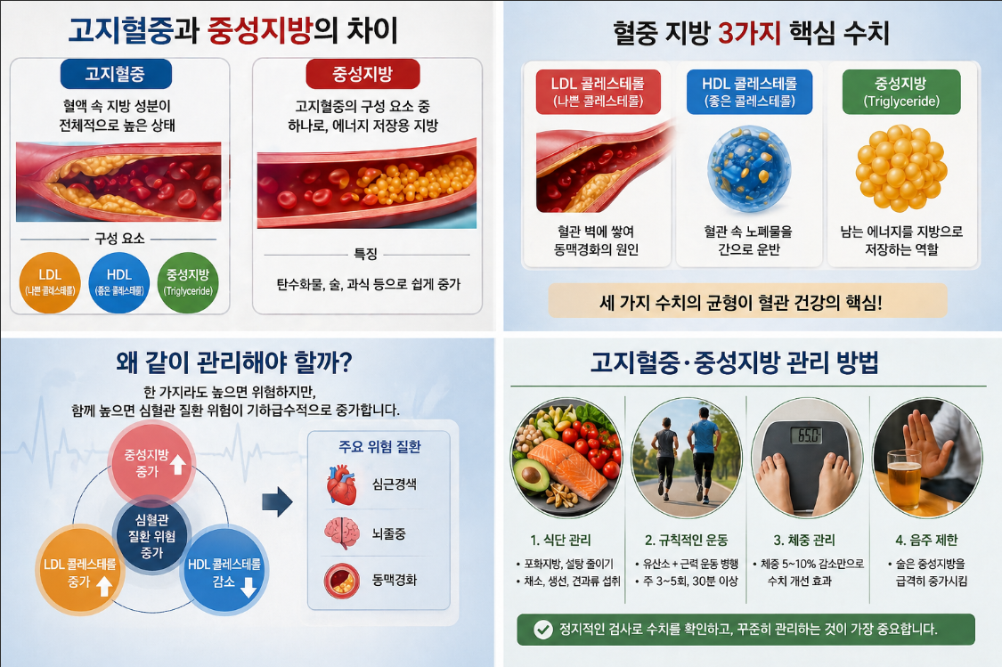 고지혈증 vs 중성지방 차이, 반드시 같이 관리해야 하는 이유