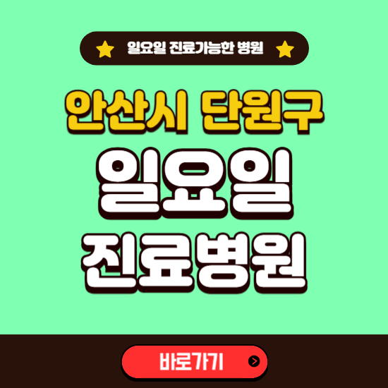 안산시 단원구 일요일 진료 가능한 병원 ❘ 주말 문여는 곳 총정리 (소아과, 내과, 안과, 치과, 피부과, 정형외과, 산부인과)