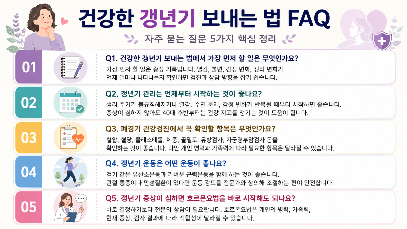 갱년기 관리 순서 5단계, 열감&middot;불면보다 중요한 건강 지표