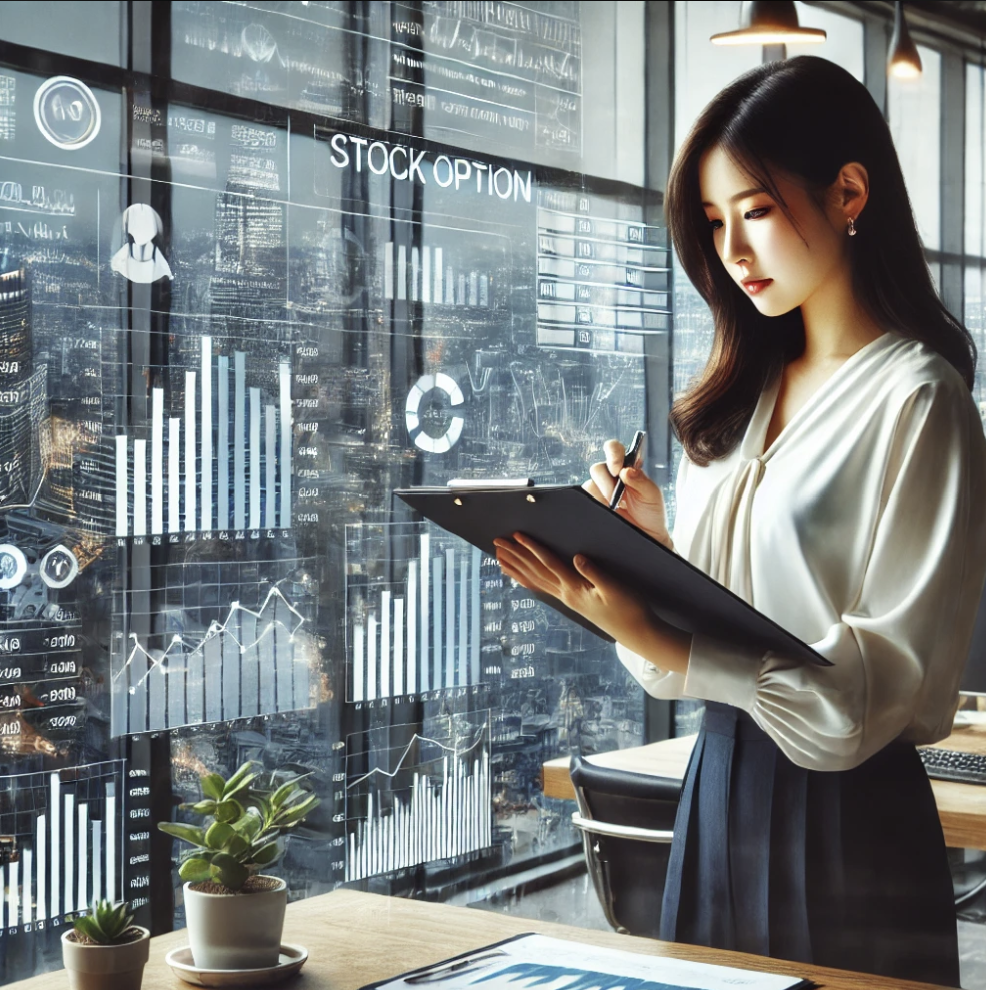 주식옵션 관련 서류를 검토하는 직원