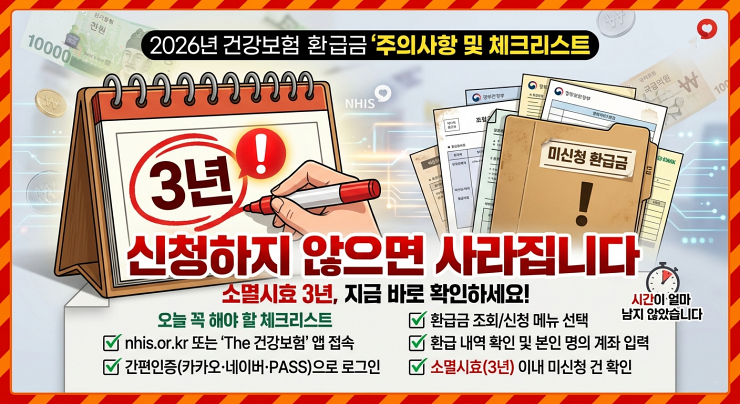 2026 건강보험환급금 주의사항 및 체크리스트