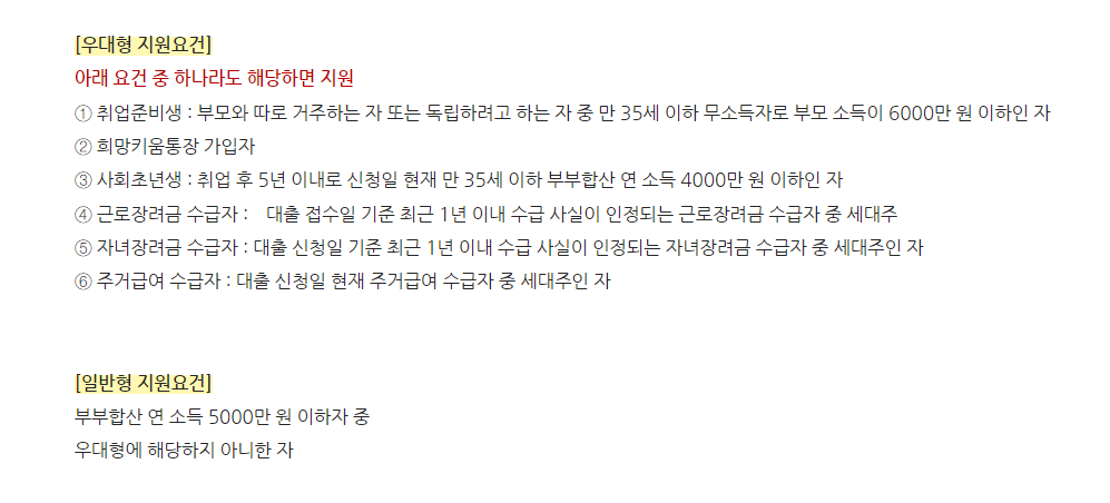 정부 주거안정 월세대출 지원 대상