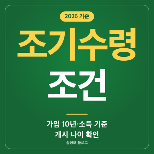 국민연금 조기수령 조건 가입기간 10년 소득 기준 개시 나이를 정리한 썸네일