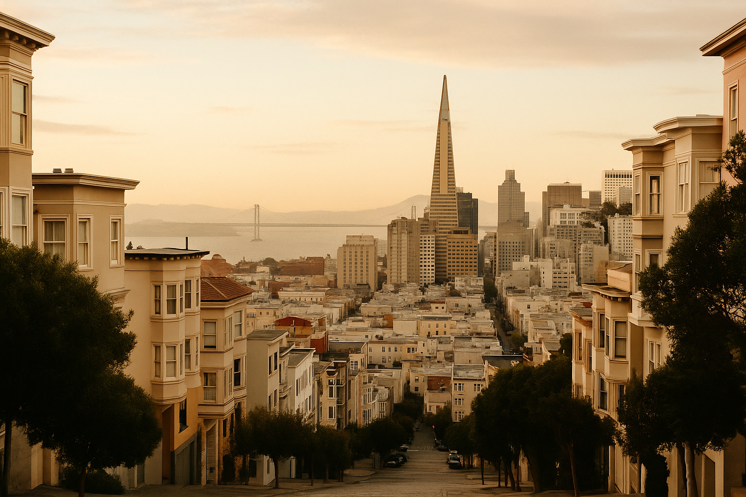 샌프란시스코 언덕 위에서 내려다본 도시 전경 사진