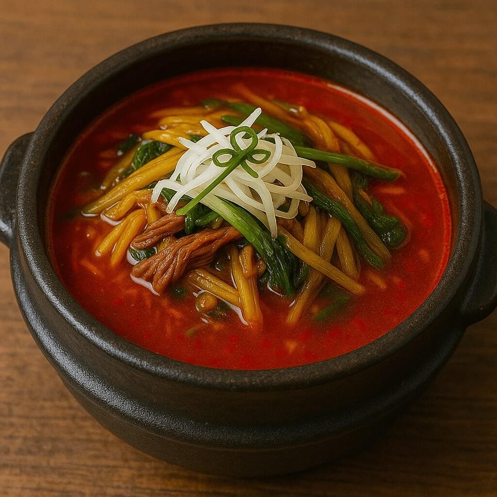 뚝배기에 맛있게 담겨진 육개장