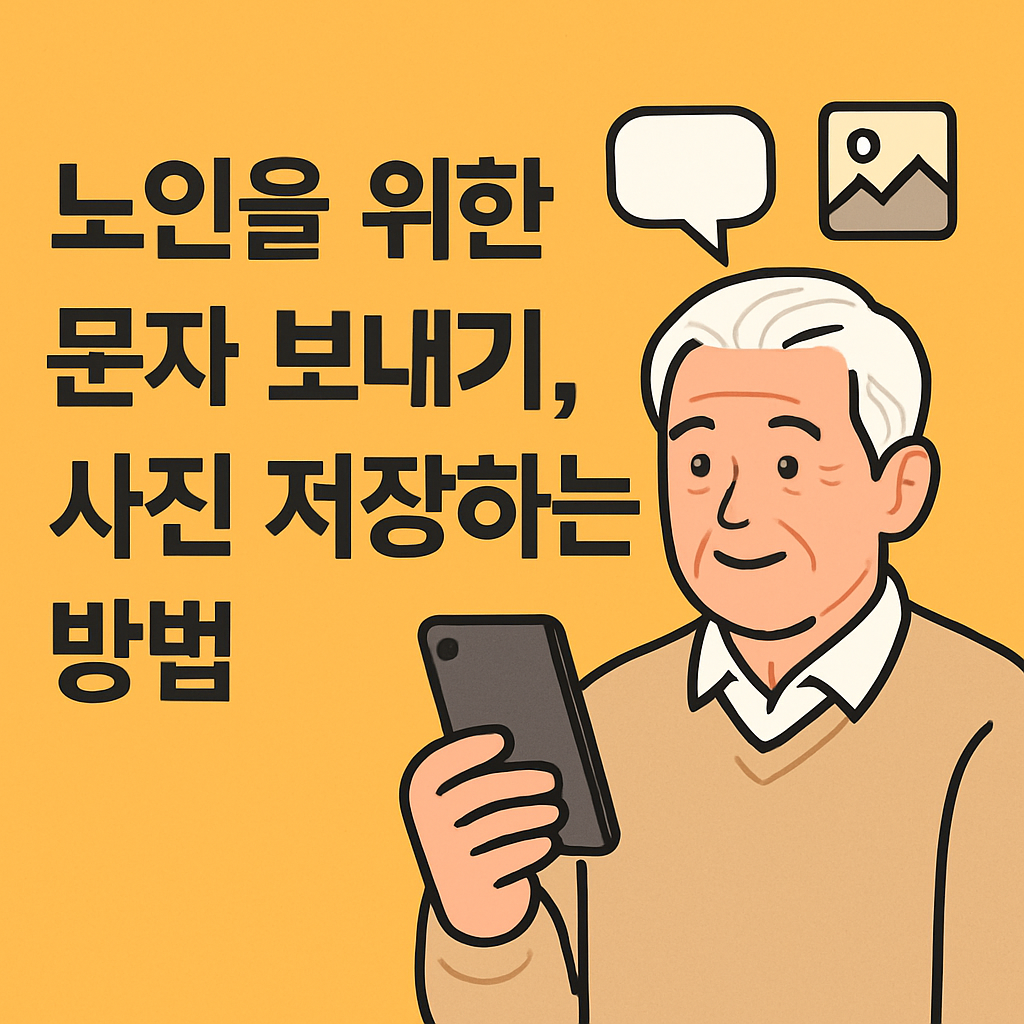 노인을 위한 문자 보내기, 사진 저장하는 방법