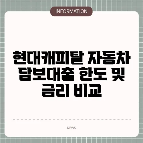 현대캐피탈 자동차 담보대출 한도 및 금리 비교