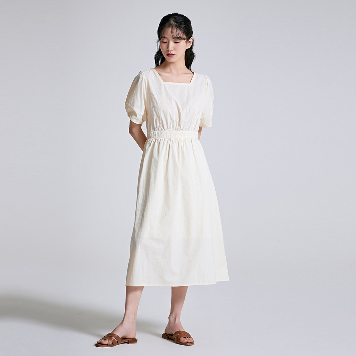 스파오 포우먼 코튼 스퀘어넥 원피스 SPOWB37W01