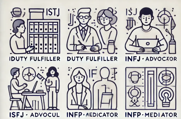 MBTI 성격 유형 분류하기 M.B.T.I 4가지 유형
