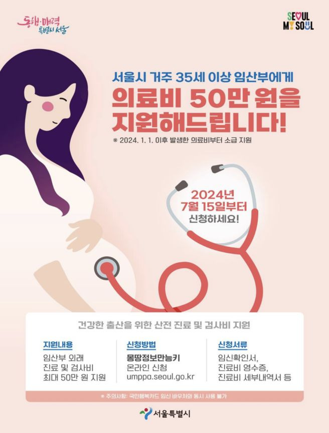 서울시 임산부 의료비 지원 총정리: 35세 이상 50만원(2026 예산 143억 확대, 1991년생 주목!)