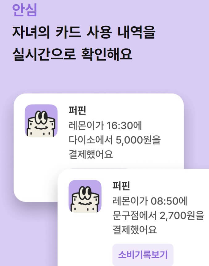 퍼핀카드(초등학생 체크카드)