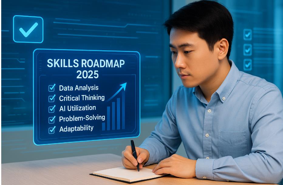 Skills Roadmap 2025를 보며 핵심 역량을 정리하는 모습