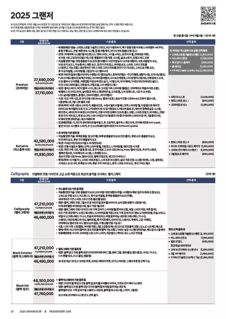 그랜저 가격표 LPG