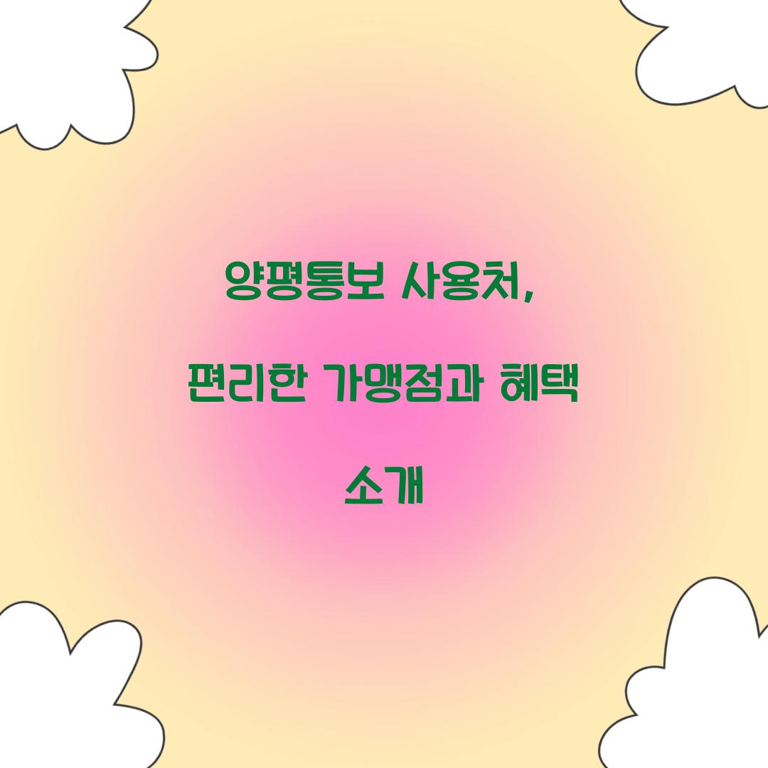 양평통보 사용처