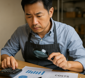 보이지 않는 비용인 숨은 원가를 찾기 위해 전략을 세우는 자영업자