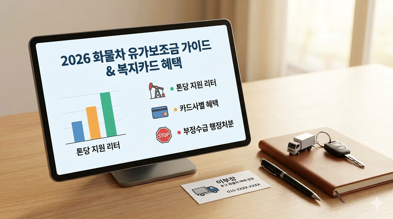 2026년 화물차 유가보조금 카드사별 혜택 비교 및 부정수급 행정처분 인포그래픽 데이터