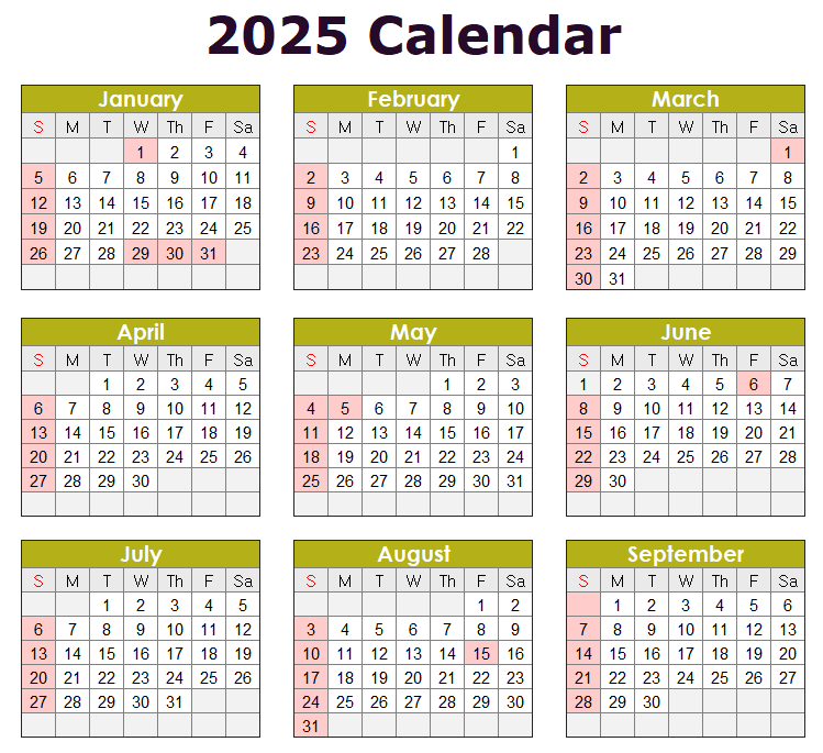 2025 달력 무료 다운로드 엑셀2