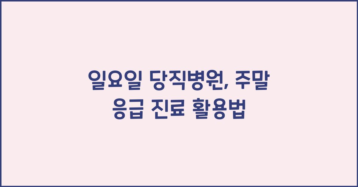 일요일 당직병원