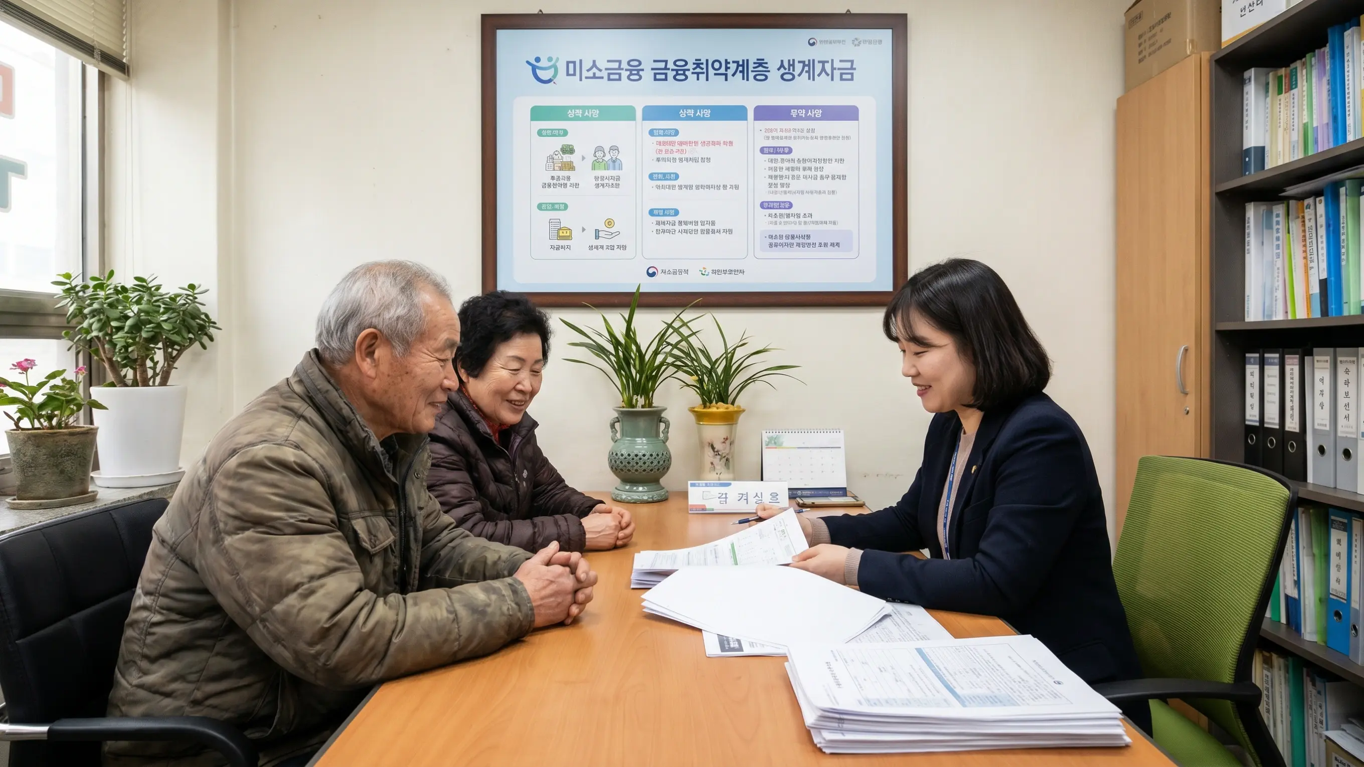 금융취약계층 생계자금을 상담하고 있는 장면