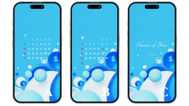 03 파란색과 흰색 구 ABC - 2025년7월 아이폰배경화면