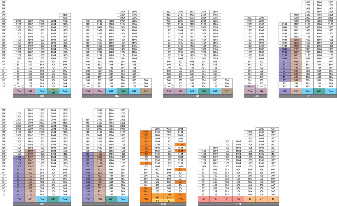 힐스테이트 관악센트씨엘 동･호수 층별 배치도