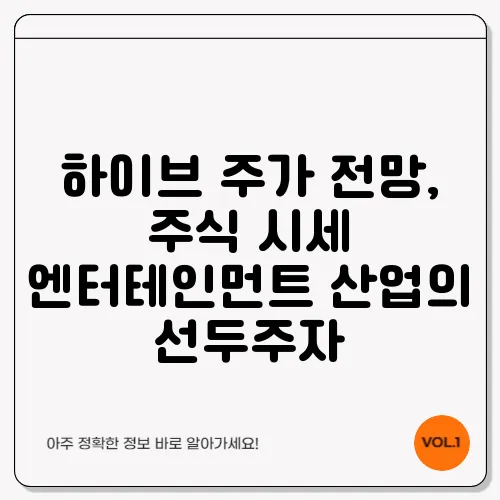하이브 주가 전망, 주식 시세 엔터테인먼트 산업의 선두주자