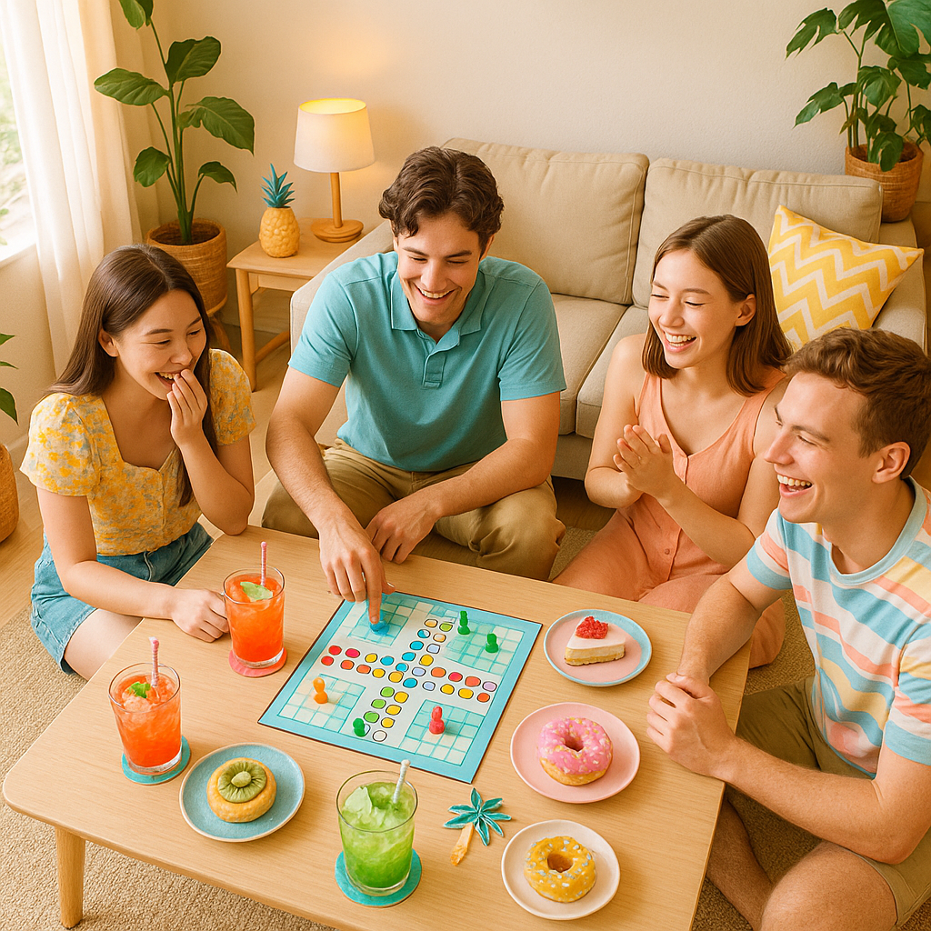 시원한 실내에서 홈카페와 홈파티를 즐기는 모습