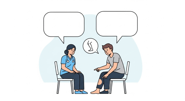 다리가 무거운 증상으로 진료 상담 장면